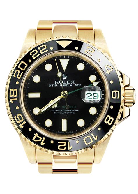 rolex gmt-master ii black steel and 18k yellow gold